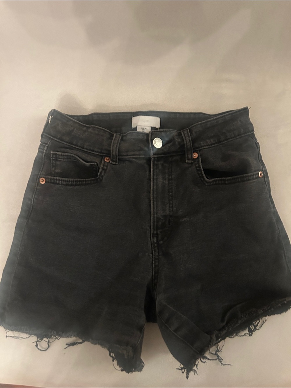 H&M Black High-Rise Denim Shorts